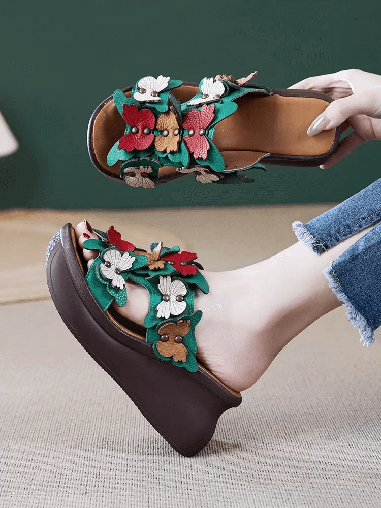 Babakud Women Ethnic Butterfly Pattern Slippers Maximum Support