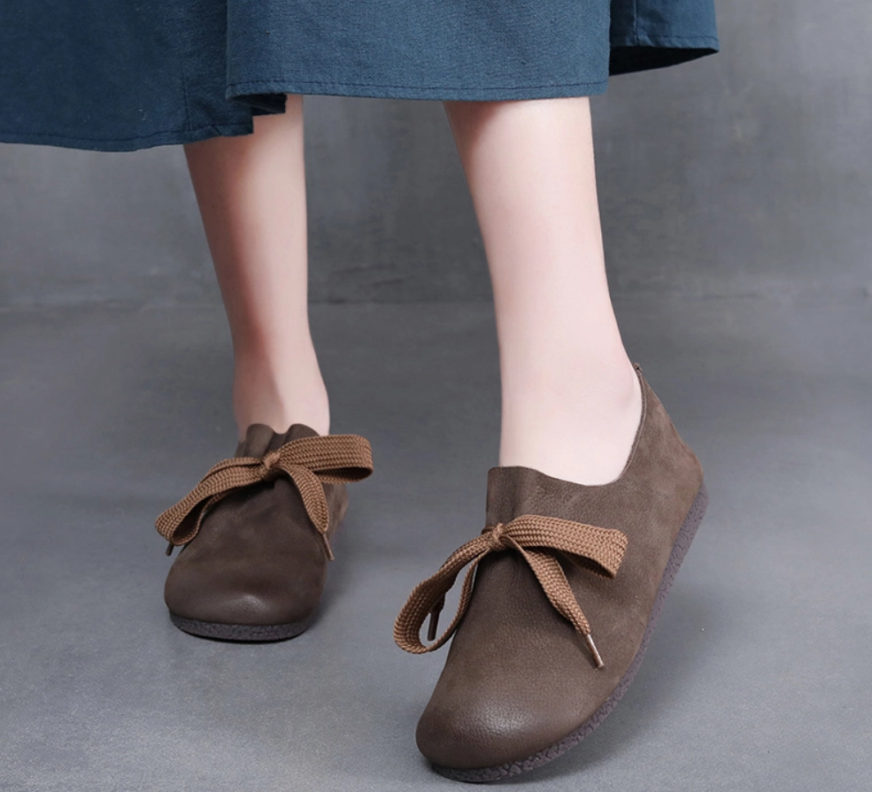 Babakud Women Forest Style Genuine Leather Retro Casual Shoes pattern - style Smooth Inner Seam