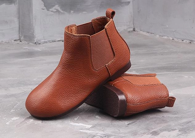 most trendy Babakud Women Retro Coffee Paneled Leather Ankle Boots