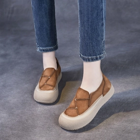 Water Resistant Membrane Padded cushioning Babakud Women Spring Retro Leather Casual Patchwork Flat Shoes