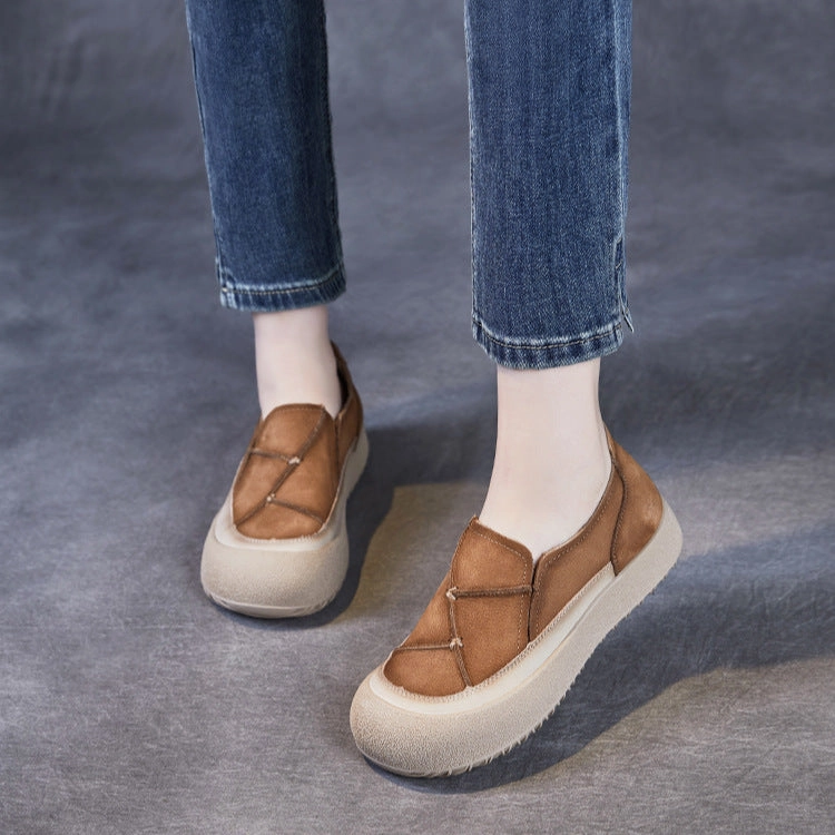 Water Resistant Membrane Padded cushioning Babakud Women Spring Retro Leather Casual Patchwork Flat Shoes