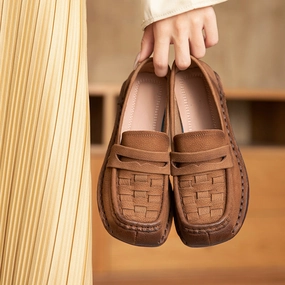 Babakud Women Spring Retro Leather Soft Sole Anti-Slip Casual Shoes affordability - level Soft foam padding