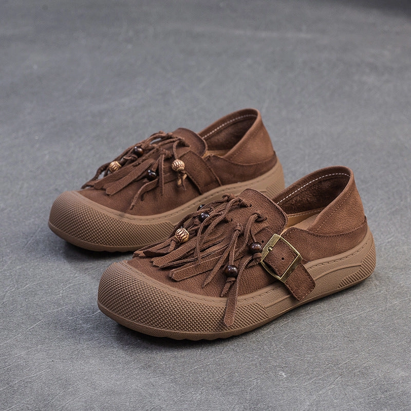 Babakud Women Spring Retro Stylish Leather Casual Shoes widest