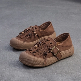 Versatile Silhouette low - top Babakud Women Spring Retro Stylish Leather Casual Shoes