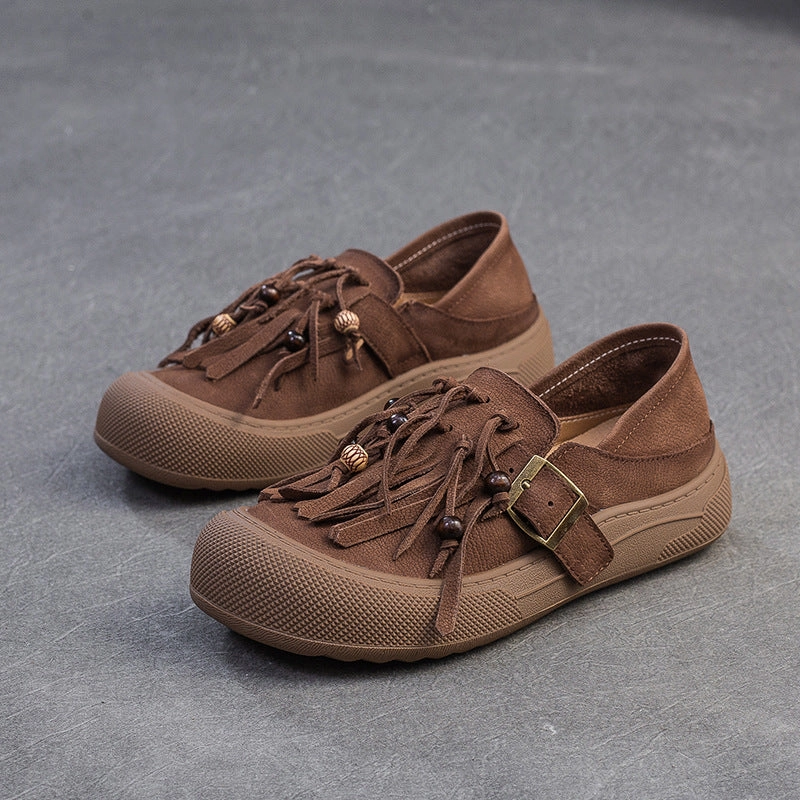 Versatile Silhouette low - top Babakud Women Spring Retro Stylish Leather Casual Shoes