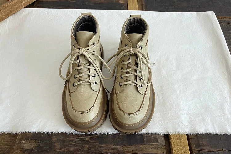 Babakud Women Vintage PU Casual Autumn Ankle Boots hikers' Moisture Wicking Lining