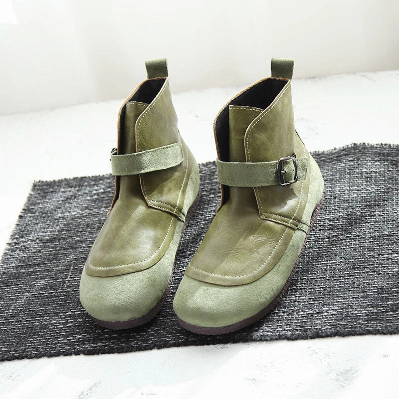 foldability - level Babakud Women Winter Retro Flat Short Cotton Boots