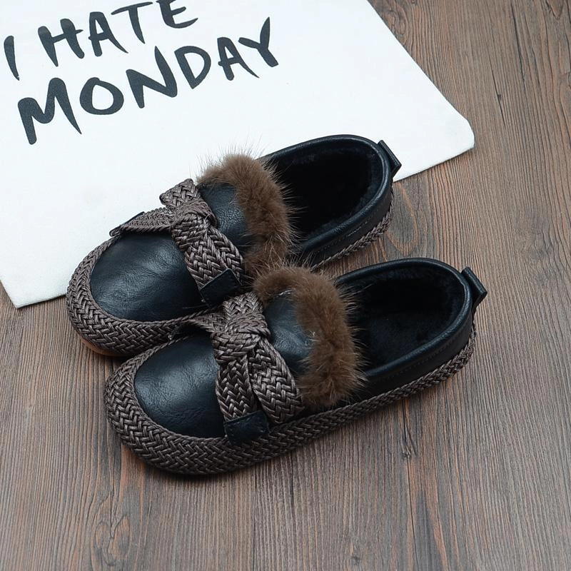 Babakud Women Winter Retro Soft Bottom Cotton Women Velvet Shoes Enhanced design