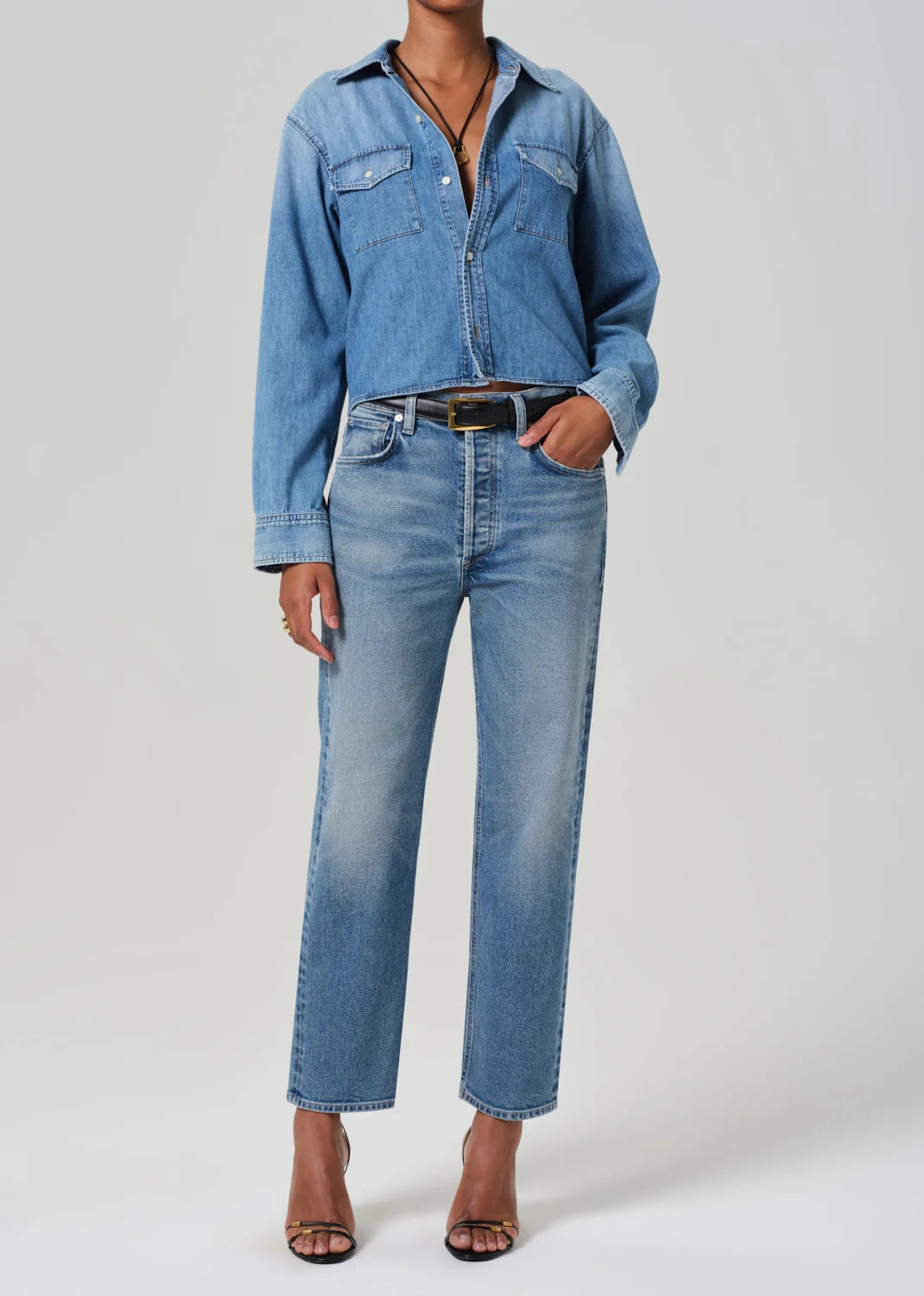 Baby Shay Cropped Shirt in Carolina Blue Modular Attachment System