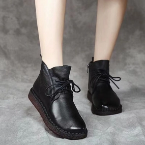 Babakud Women Leather Handmade Lace Up Boots With Side Zippers Sophisticated traction