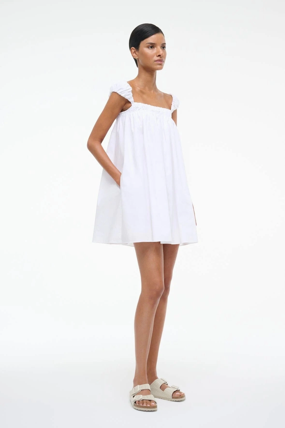Beau Dress in White AntiStatic Lining Rush Mode