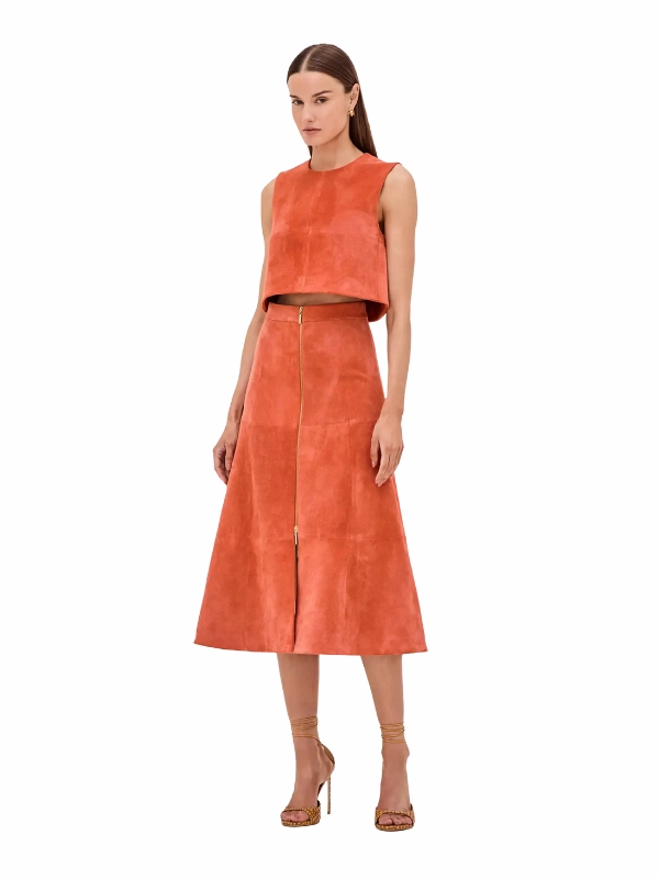 Bently Skirt in Amber Suede Antibacterial Treatment