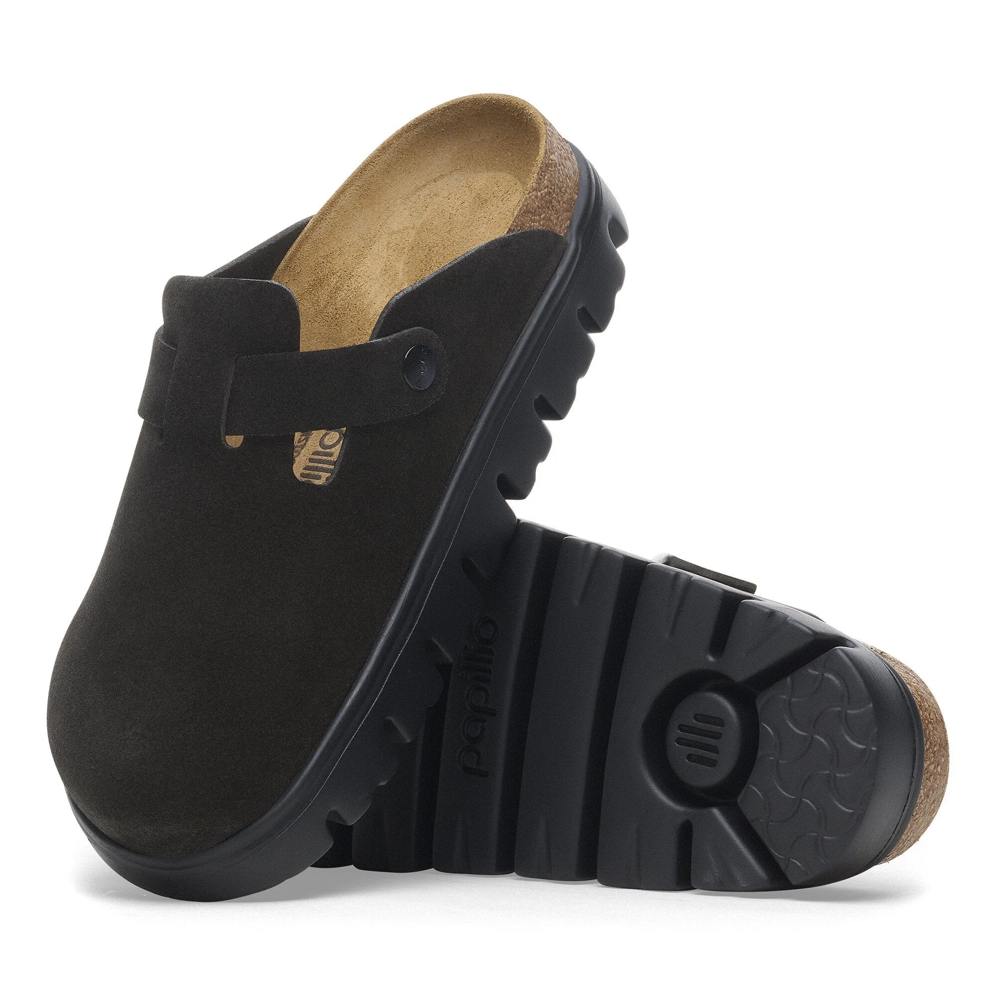 school - goer BIRKENSTOCK BOSTON CHUNKY - BLACK SUEDE