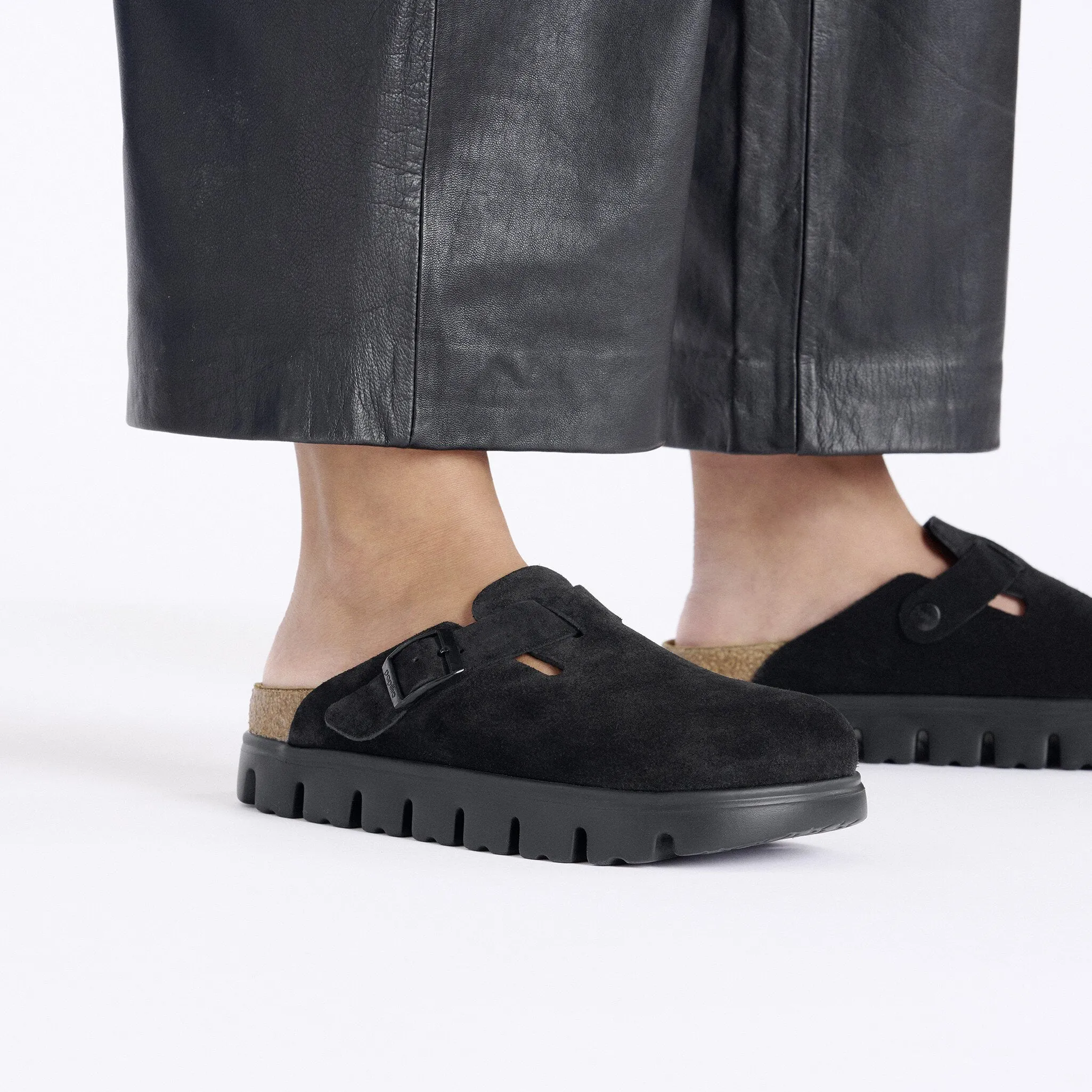 Abrasion Resistant Toe BIRKENSTOCK BOSTON CHUNKY - BLACK SUEDE