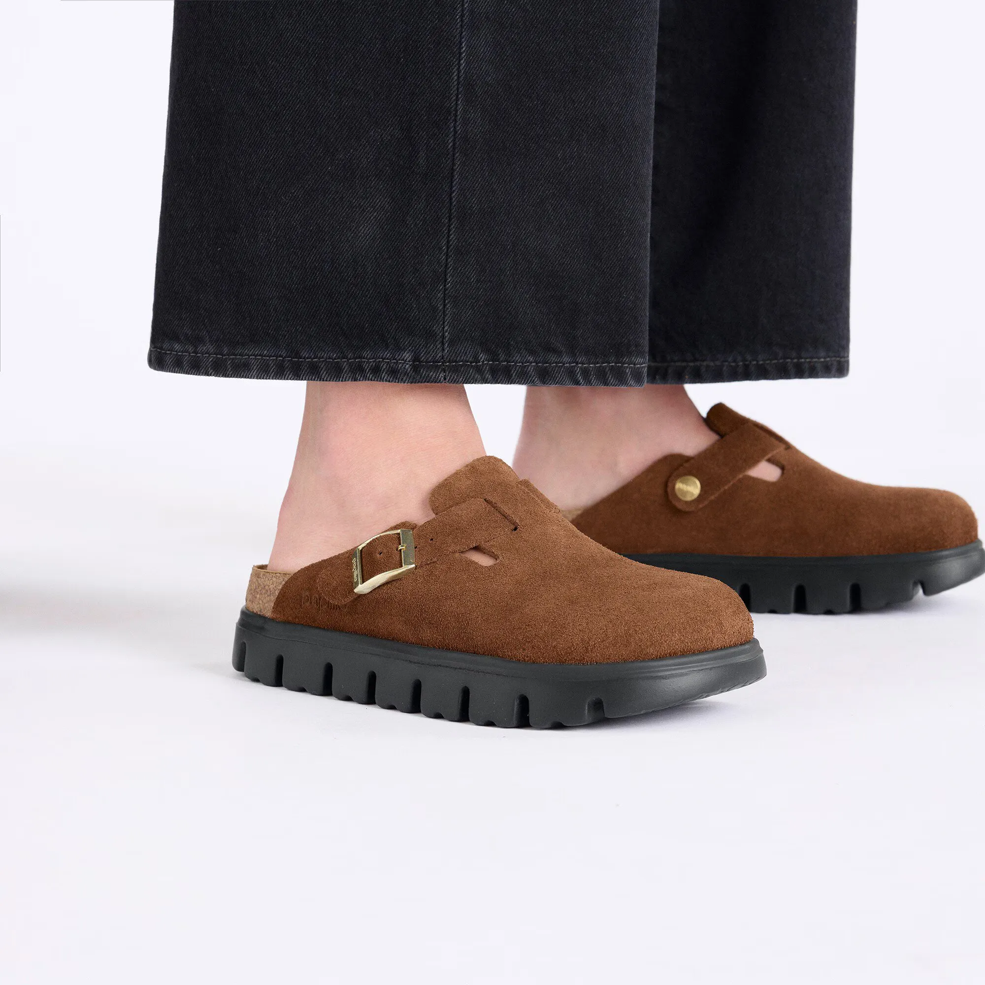 Supportive arch BIRKENSTOCK BOSTON CHUNKY - DARK TEA SUEDE