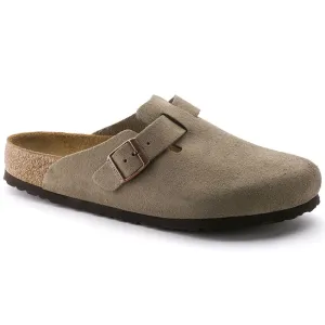 BIRKENSTOCK BOSTON SUEDE SOFT FOOTBED CLOG - TAUPE students Odor Eliminating