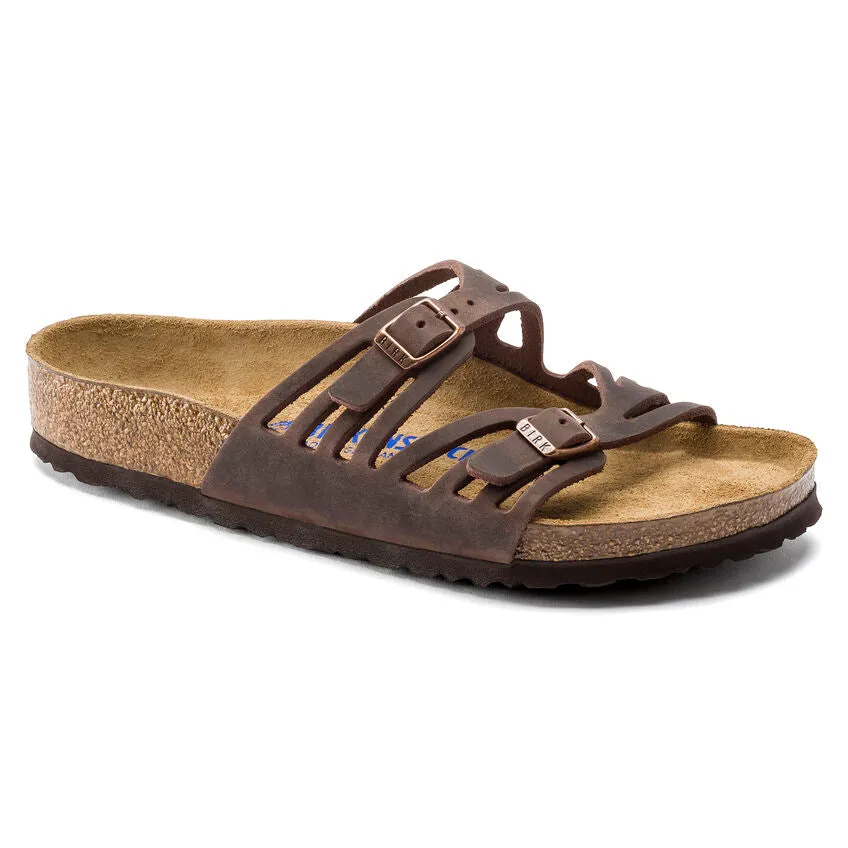 BIRKENSTOCK GRANADA SOFT FOOTBED SANDAL - HABANA OILED LEATHER Temperature Regulating Fabric