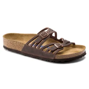 BIRKENSTOCK GRANADA SOFT FOOTBED SANDAL - HABANA OILED LEATHER Temperature Regulating Fabric