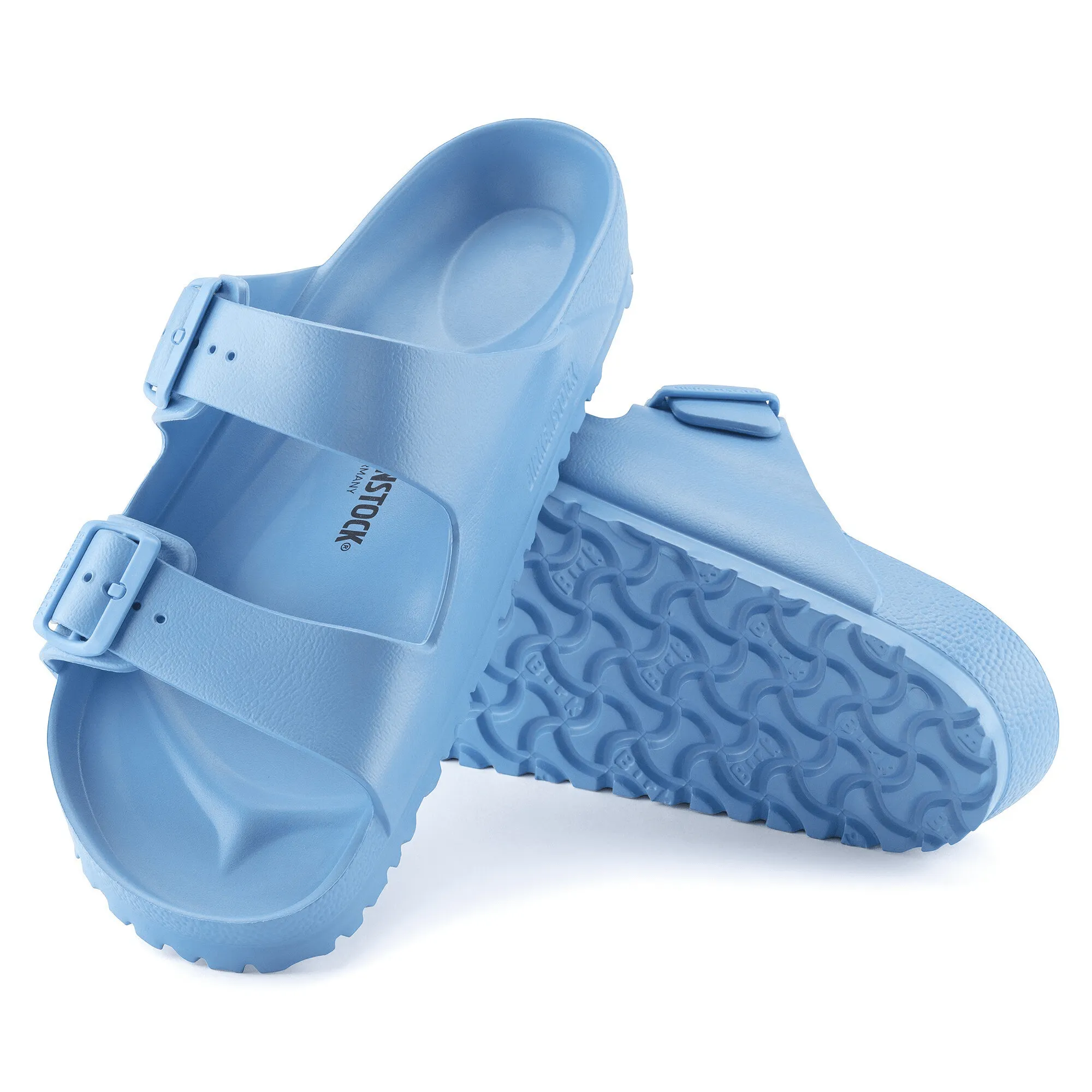 BIRKENSTOCK WOMENS ARIZONA EVA - SKY BLUE cushioning - level Fitted touch