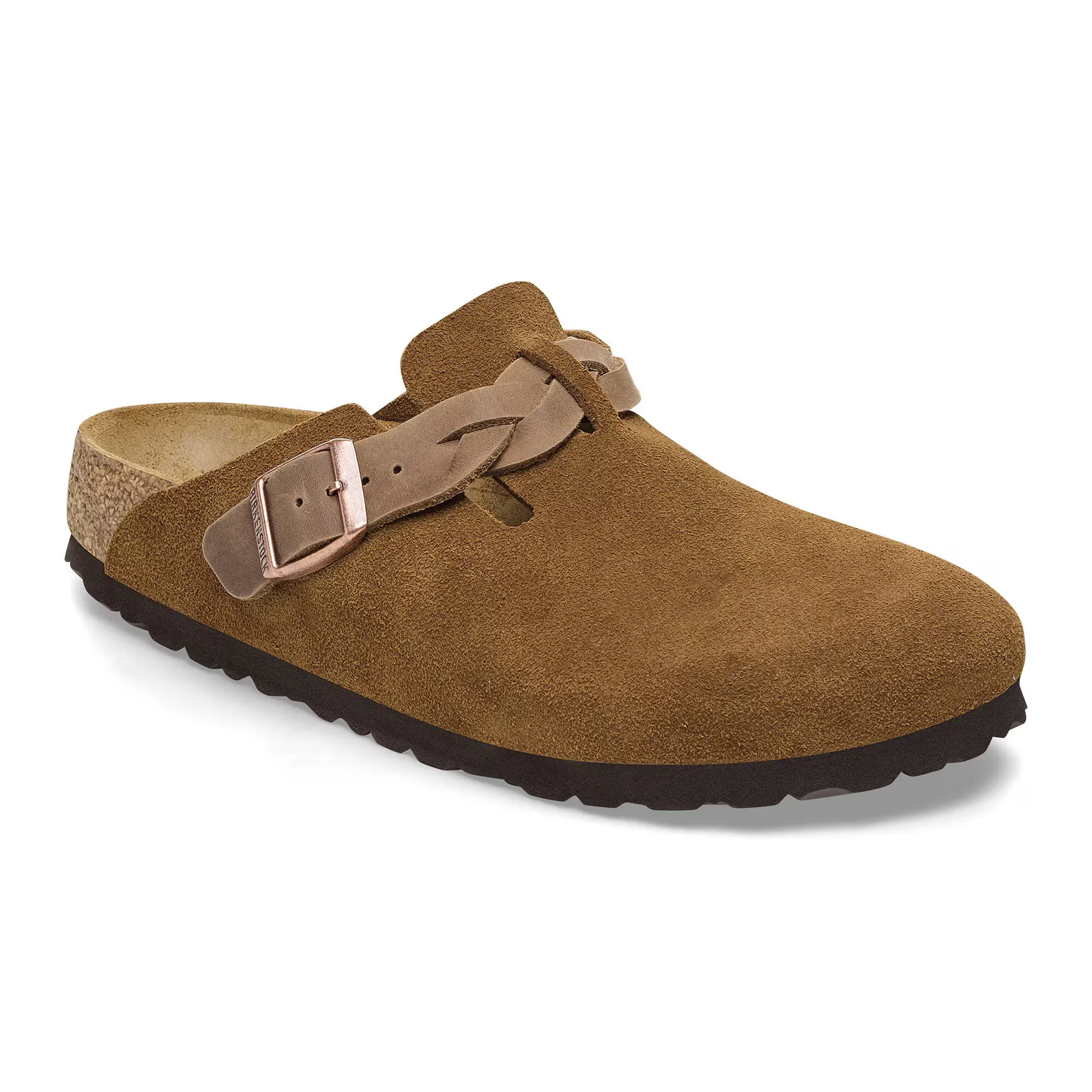BIRKENSTOCK WOMENS BOSTON BRAID - MINK SUEDE Padded Tongue