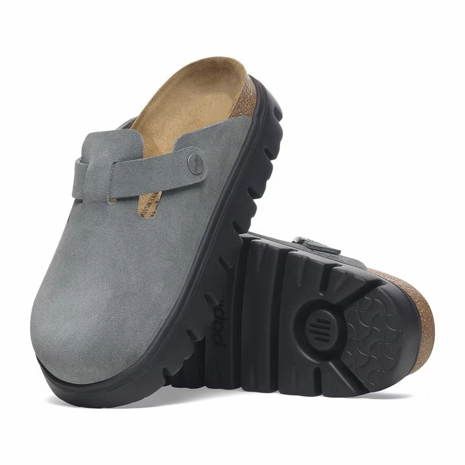 Birkenstock Boston Chunky Clog (Women) - Basalt Gray Suede Odor-Control Practical-Style