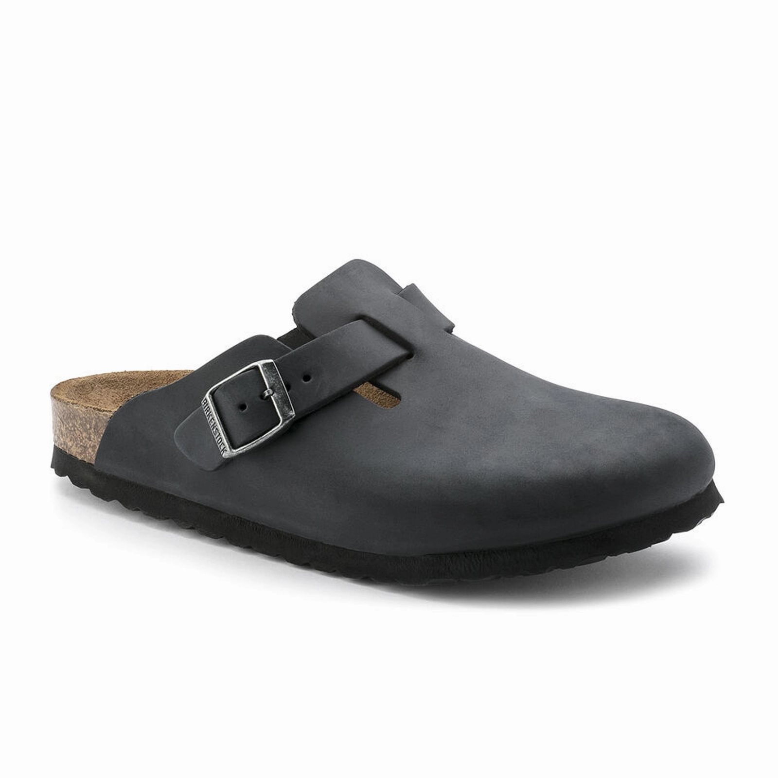 Summer Air Birkenstock Boston Clog (Unisex) - Black Oiled Leather