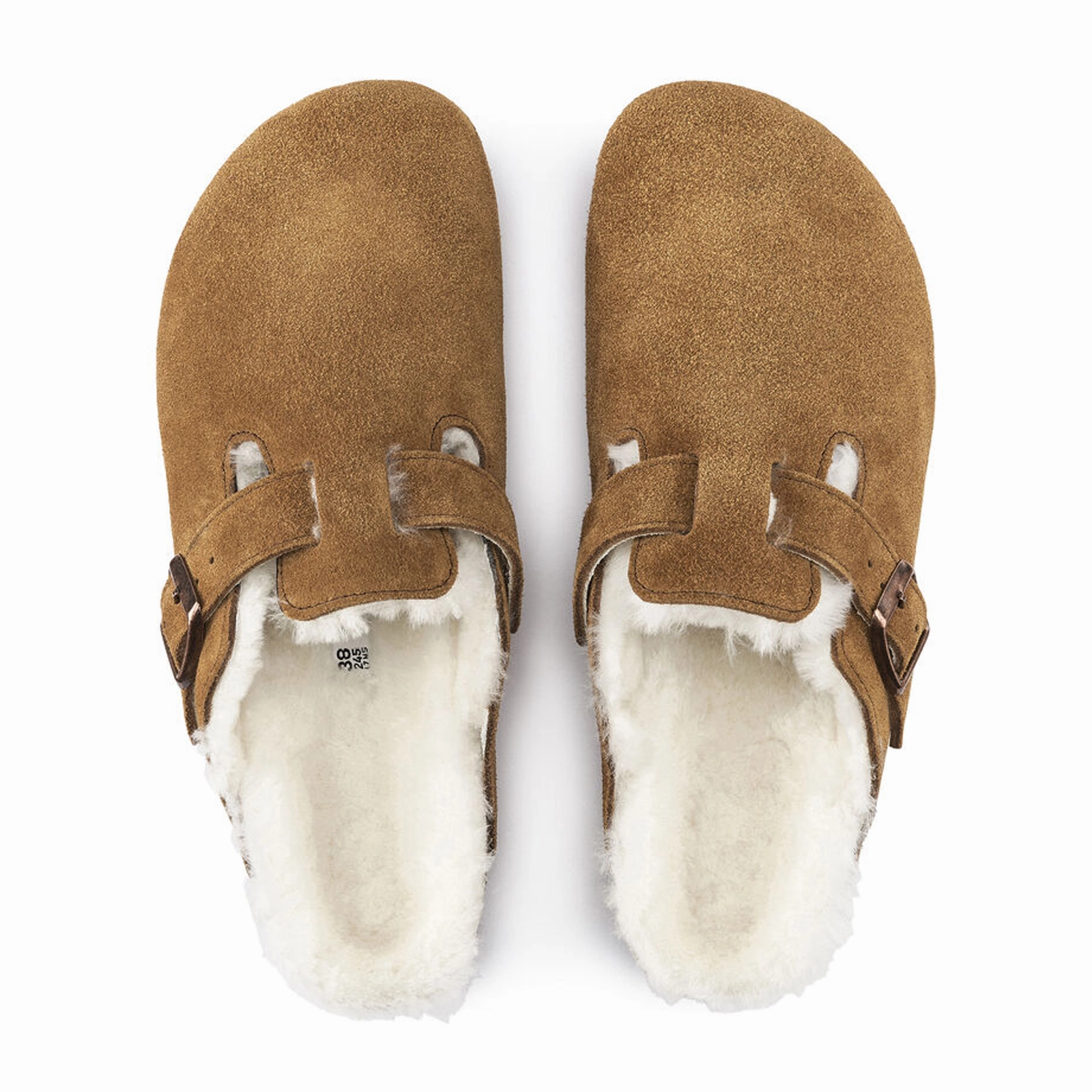 TearResistantFabric Modern Finish Birkenstock Boston Clog (Women) - Mink Suede/Natural Shearling