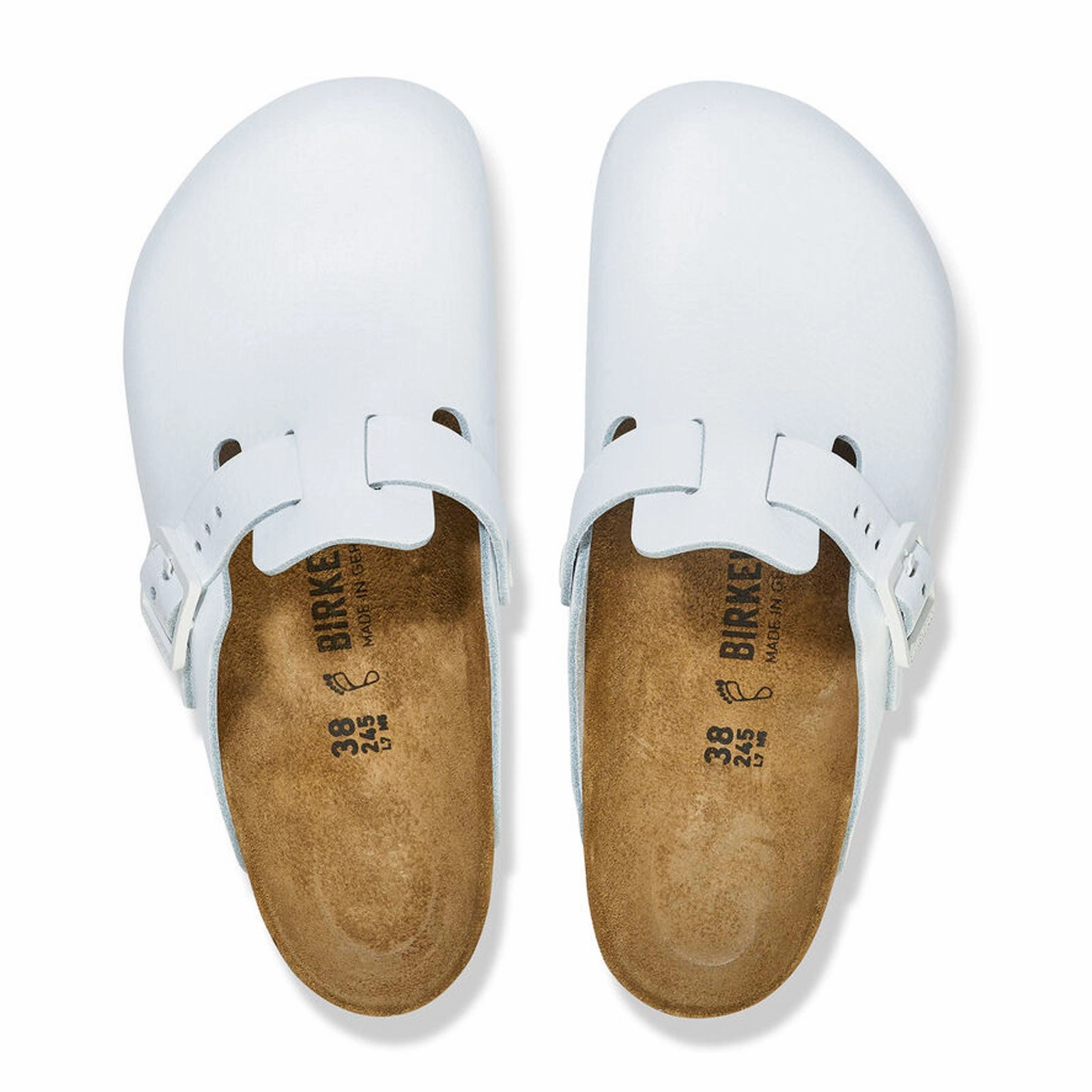 Birkenstock Boston Pro Narrow Clog (Women) - White Leather Feminine Details Pure Fabric