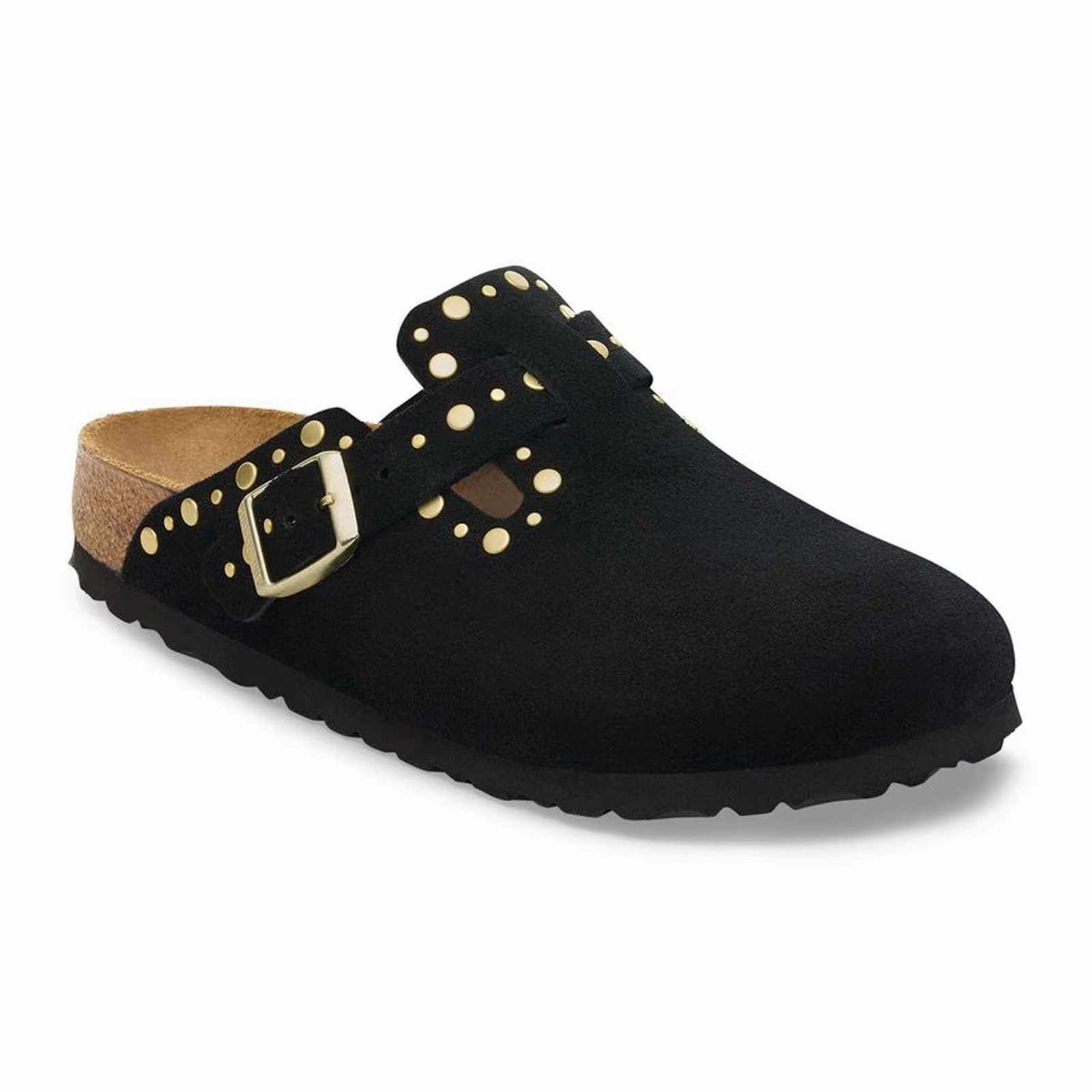 Birkenstock Boston Rivet Clog (Women) - Black Suede Compact Fit