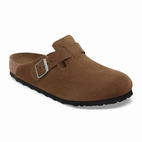 Birkenstock Boston Soft Footbed Clog (Men) - Dark Tea Suede soft elegance Hidden-Pocket