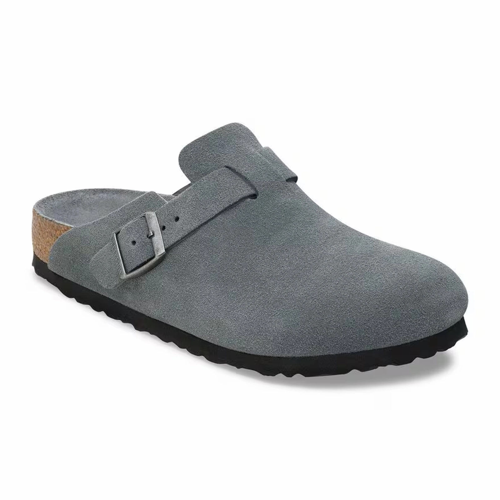 Birkenstock Boston Soft Footbed Clog (Women) - Basalt Gray Suede BiasCutSilhouette