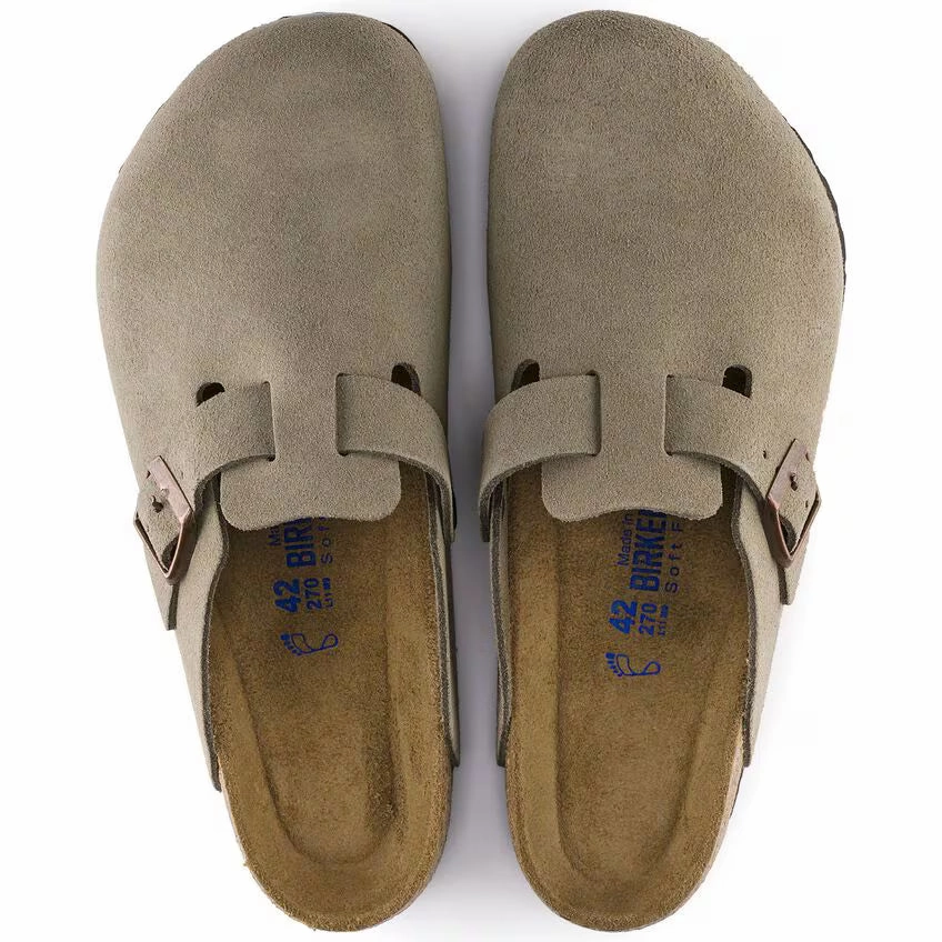 BIRKENSTOCK BOSTON SOFT FOOTBED TAUPE Beach Comfort Wicking Inner Layer