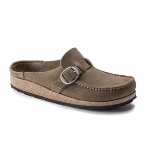 Jewel-Tone Soft Stitch Birkenstock Buckley Narrow Clog (Women) - Gray Taupe Suede