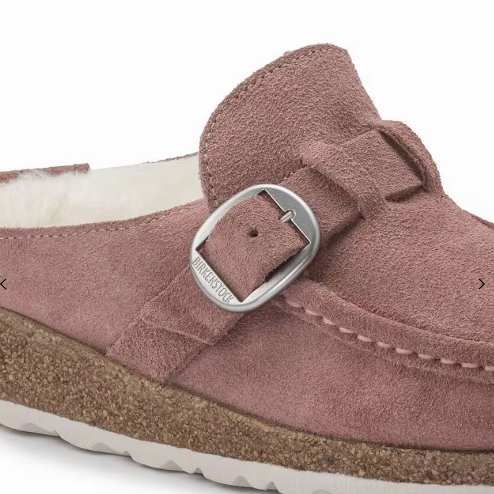 Birkenstock Buckley Narrow Clog (Women) - Pink Clay Suede/Natural Shearling Cocktail-Party cut out