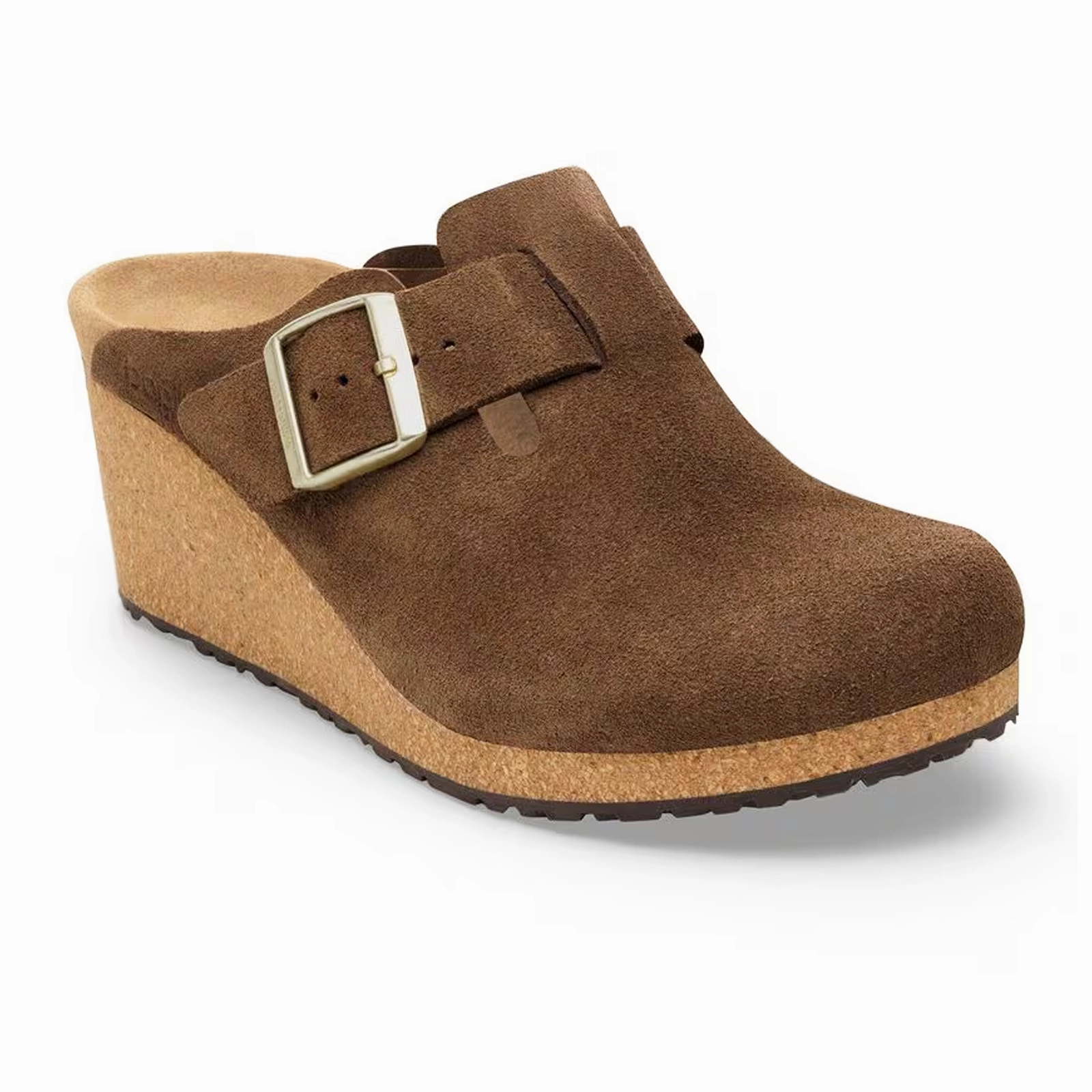 Birkenstock Fanny Wedge Clog (Women) - Dark Tea Suede Flattering Design Wear