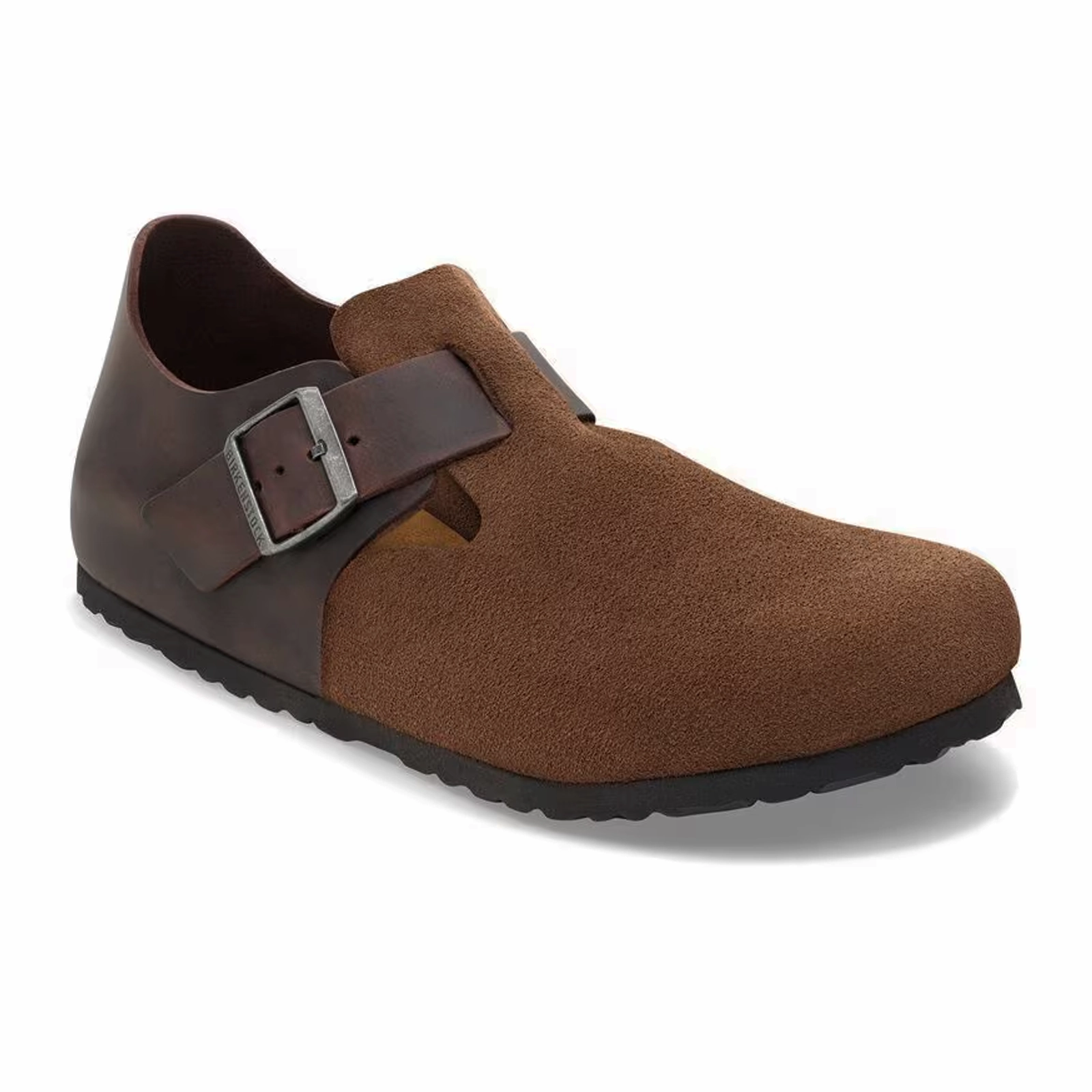 Birkenstock London Clog (Men) - Dark Tea Suede/Oiled Leather Minimal Cut Pure Vibes