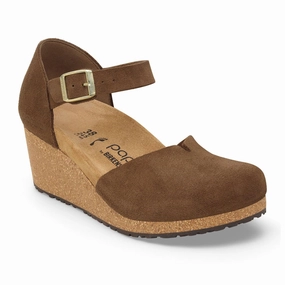 Soft Tones Birkenstock Mary Wedge Sandal (Women) - Dark Tea Suede