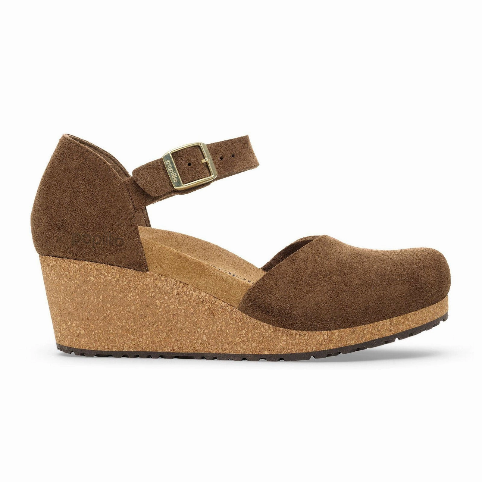 Birkenstock Mary Wedge Sandal (Women) - Dark Tea Suede Calm Grace Easy Movement