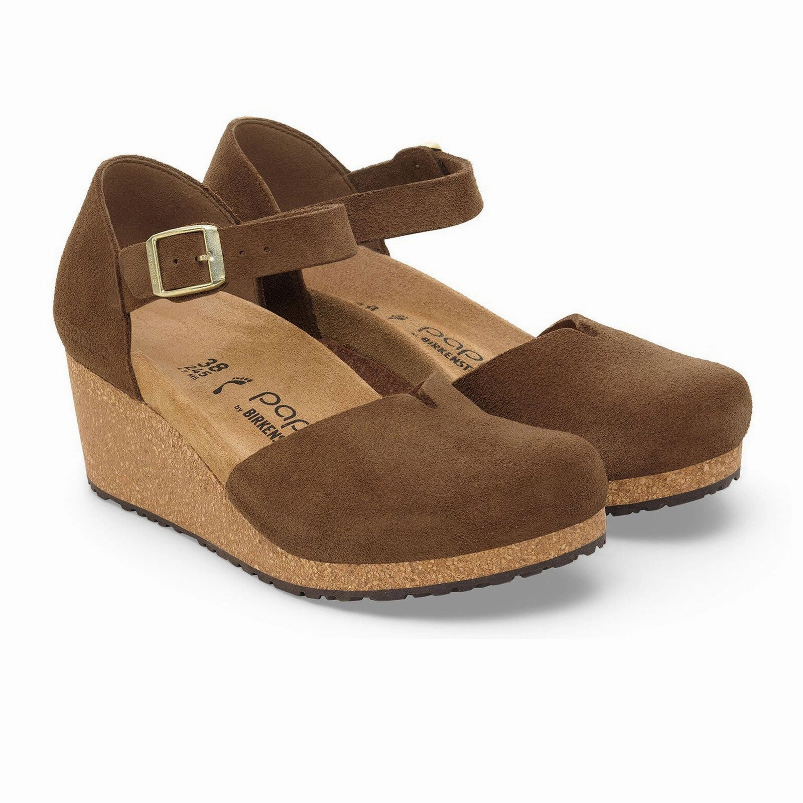 Timeless Layer Versatile Fit Birkenstock Mary Wedge Sandal (Women) - Dark Tea Suede