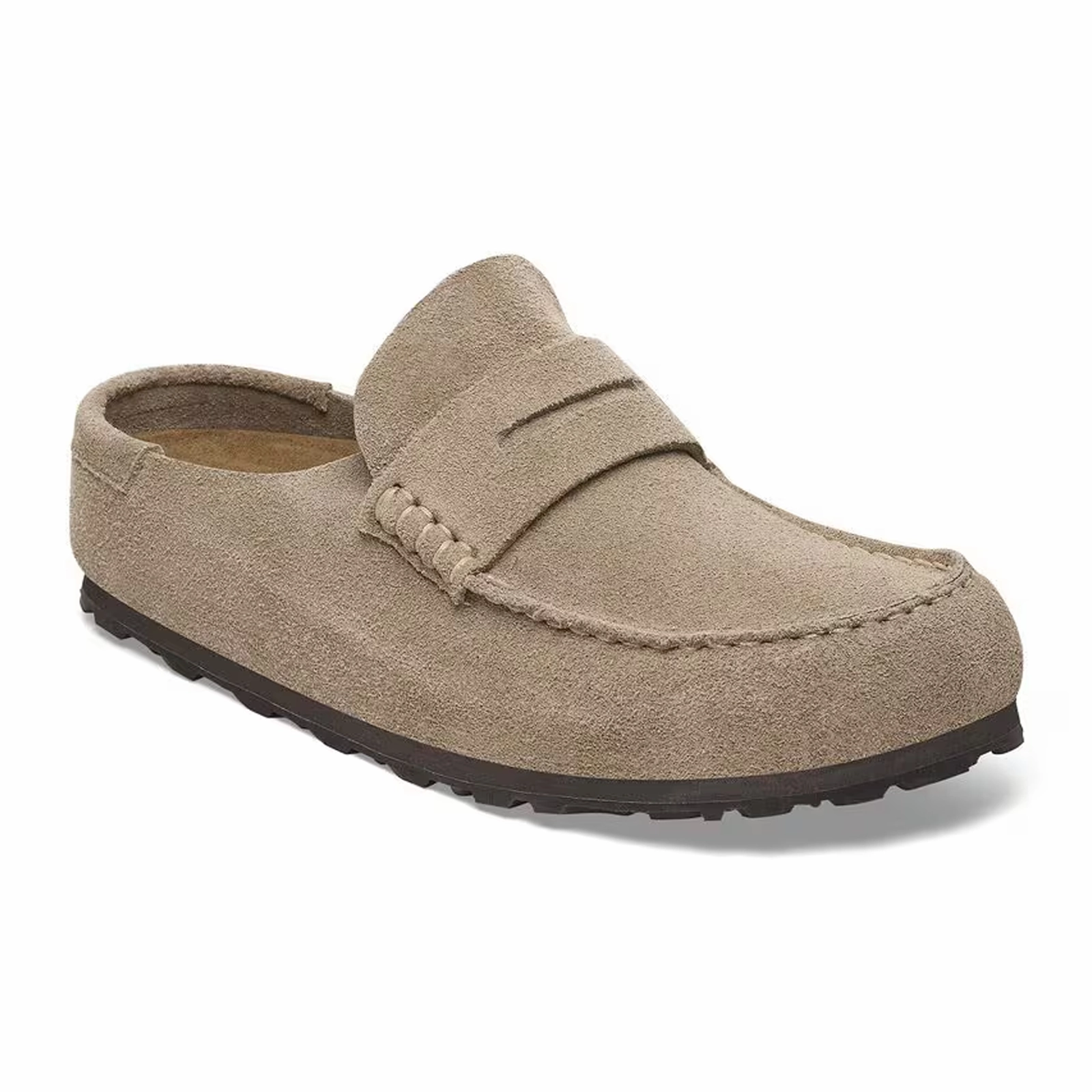 Red Carpet Gentle Texture Birkenstock Naples Wrapped Clog (Men) - Taupe Suede