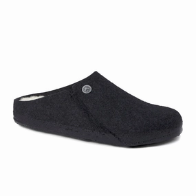Birkenstock Zermatt Slipper (Unisex) - Anthracite Wool/Natural Shearling Daywear Fit Snap-Closure