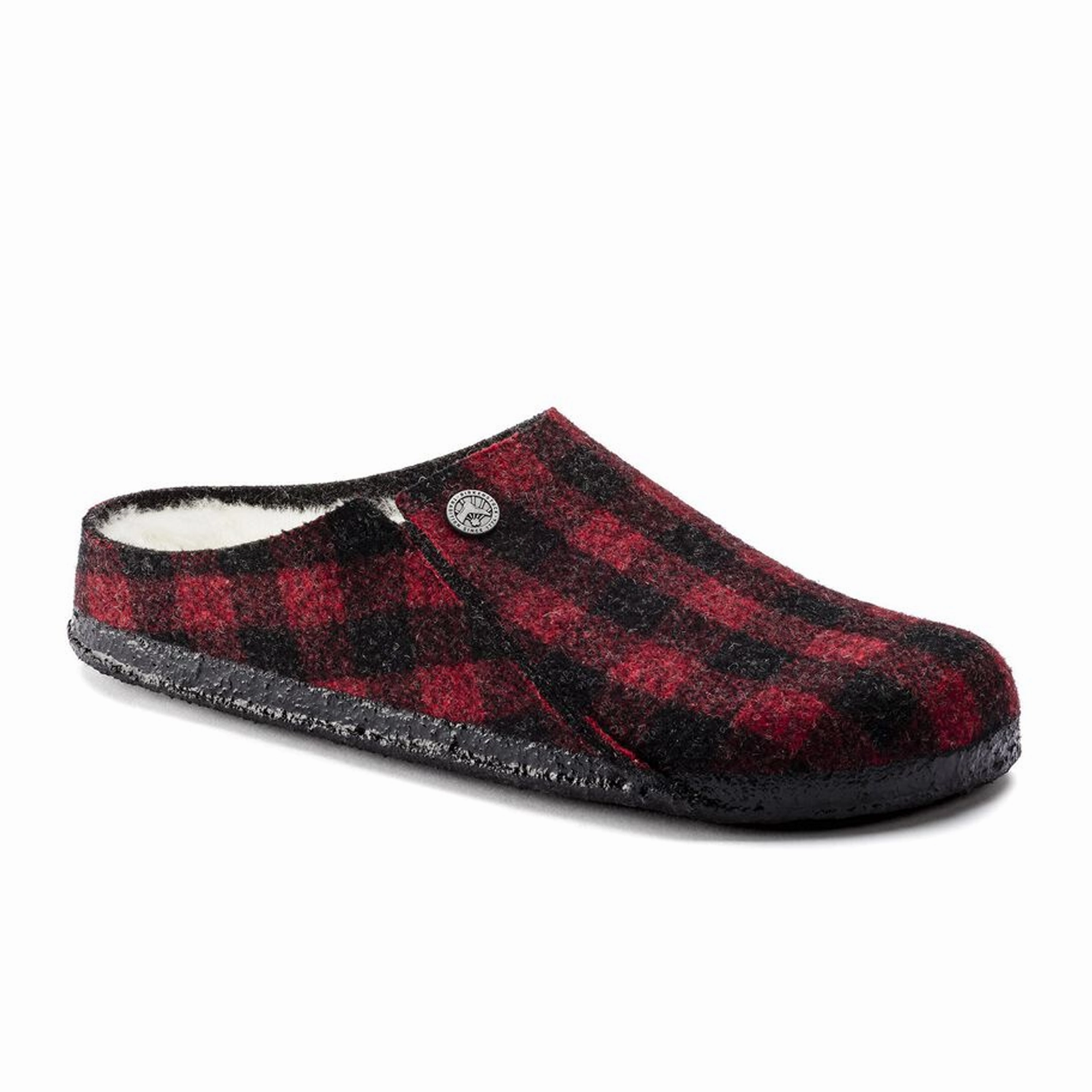 Soft Design City Friendly Birkenstock Zermatt Slipper (Women) - Red Plaid Wool/Natural Shearling