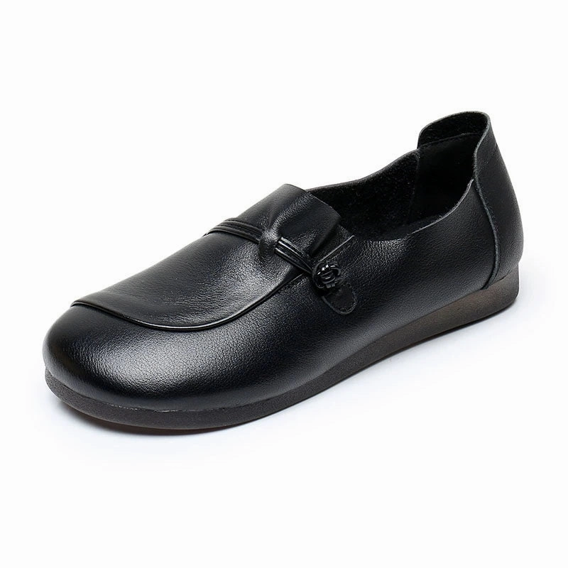 Women Vintage Comfortable Cowhide Soft Sole Daily Wear Flats Unified Cushioning Platform