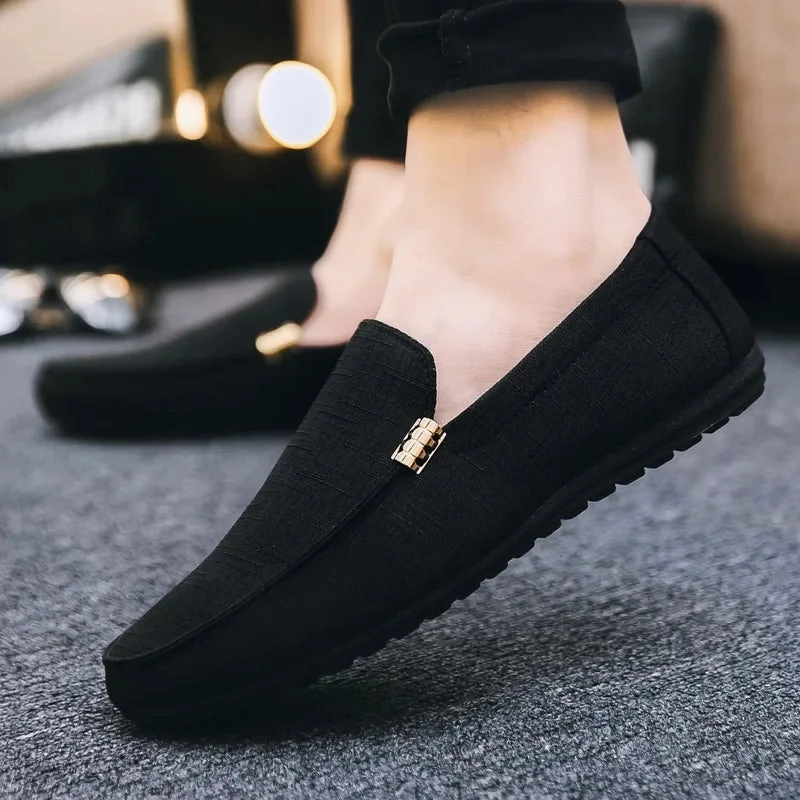All-weather shock absorption Black Loafers for Men Soft Bottom Casual Shoes Classic Comfort Moccasins Shoes Man Flat Driving Shoes Light Male Walking Sneaker