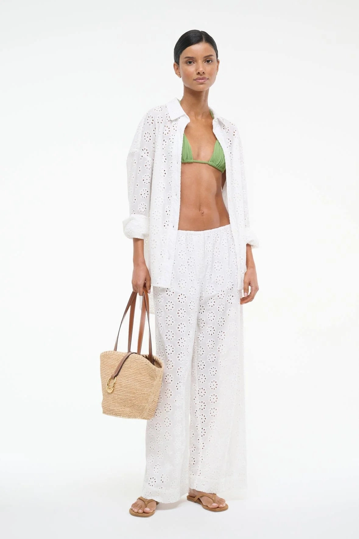 Bonfire Pant in White Eyelet SeamlessTransition Recycled materials