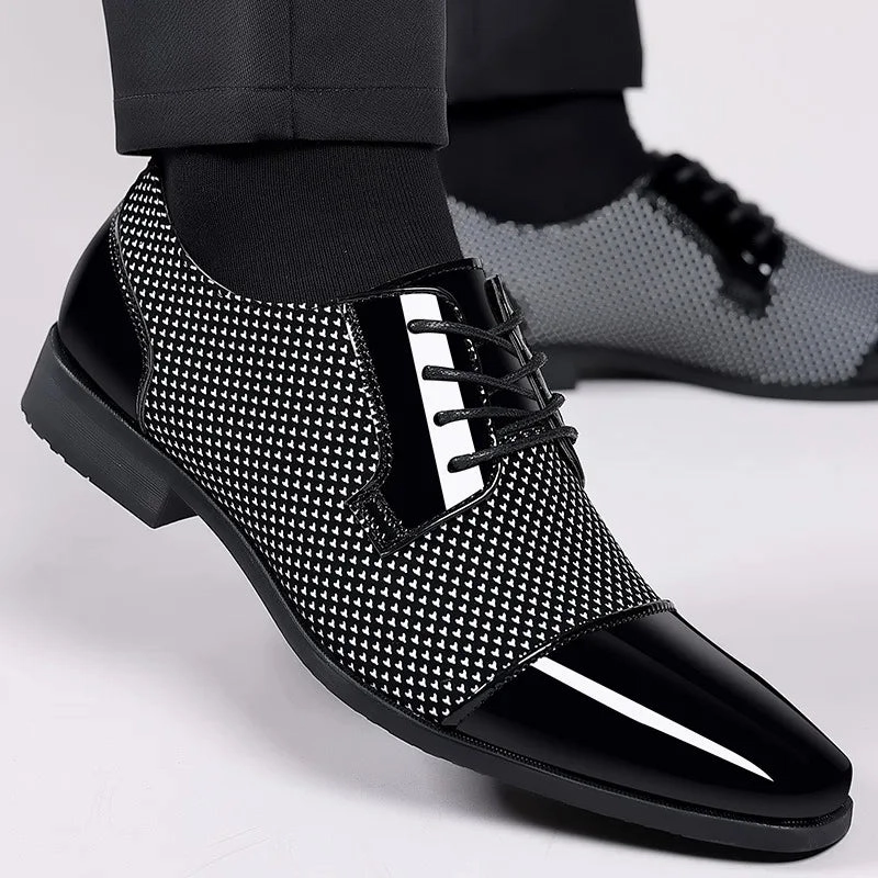 Flexible Sole Men Dress Shoes For Men Oxfords PU Leather Shoes Lace Up Formal Black Leather Wedding Party Shoes Casual Luxury Brand Men's 2023