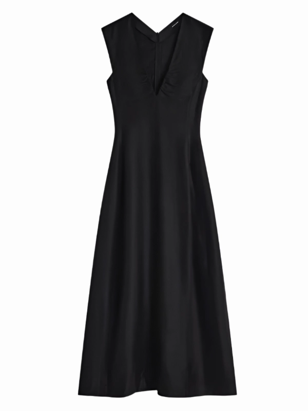 Bormio V Neck Midi Dress in Black Soft Leggings