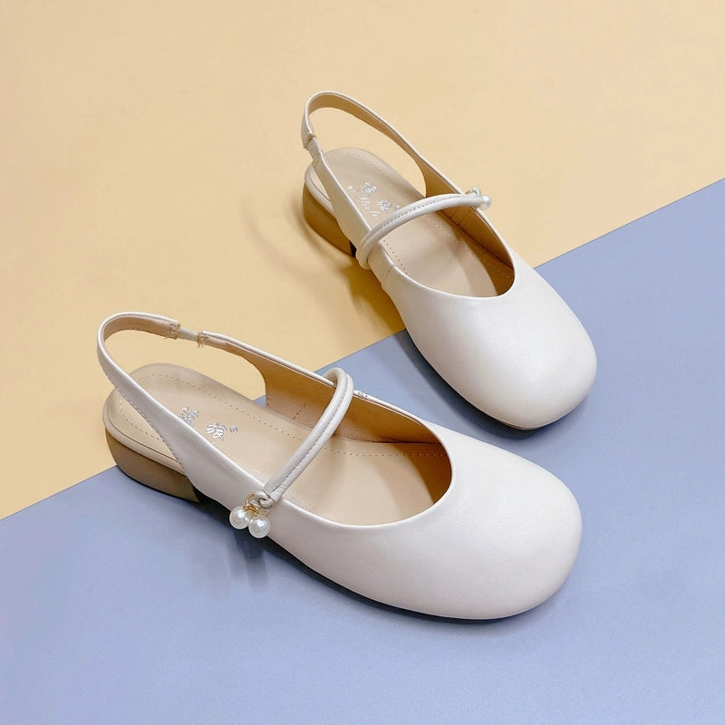 Summer Elegant Leather Round Closed Toe One Straped Sandals absorbing most cycling