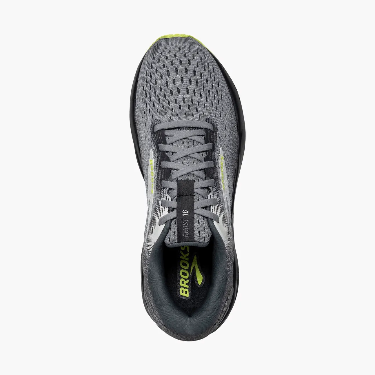 BROOKS MENS GHOST 16 - PRIMER GREY / LIME Non - Slip