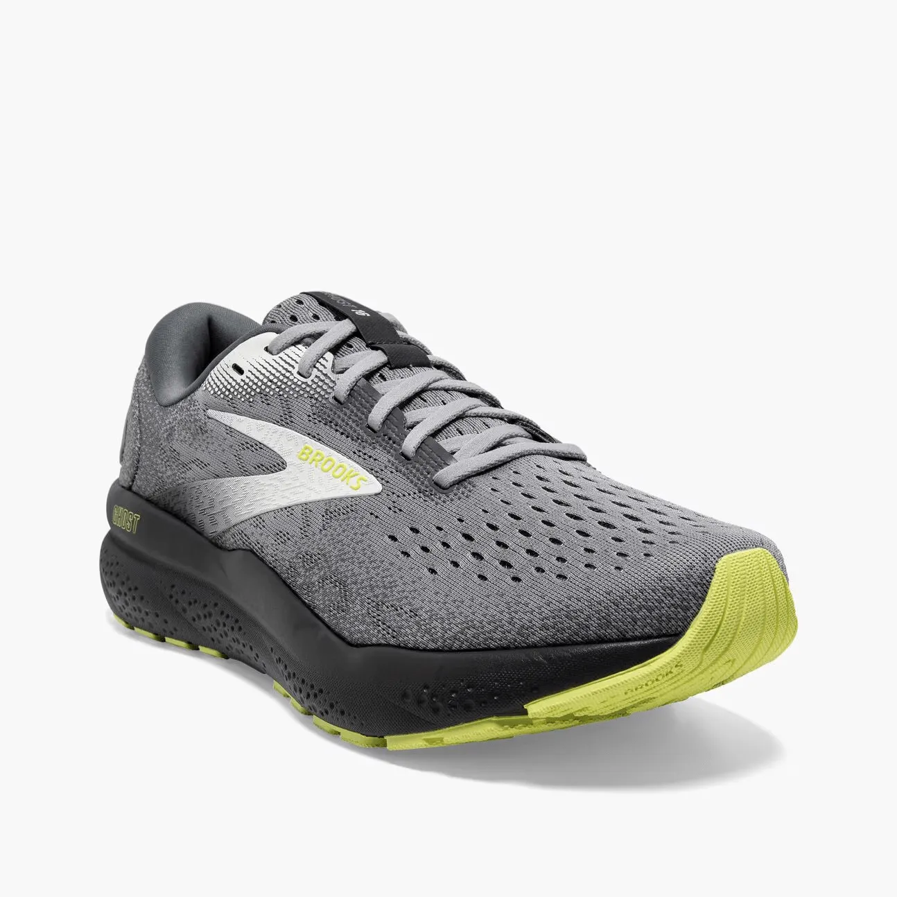 BROOKS MENS GHOST 16 - PRIMER GREY / LIME Casual Elegance